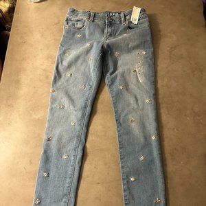 Gap Skinny Jeans with Flowers Girls Size 8 New with tags
